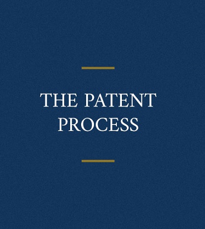 Patent Process written in white colour as text in navy blue background